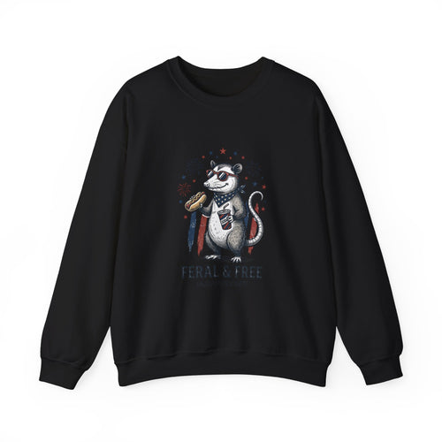 Feral & Free possum illustration Crewneck Sweatshirt | quirky, self-deprecating humor